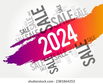 2024 Happy New Year. Christmas Sale word cloud background