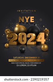 2024 Happy New Year club poster Background for your Flyers and Greetings Card graphic or new year themed party invitations. abstract vector illustration design	