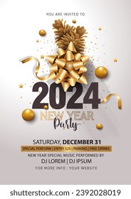 2024 Happy New Year club poster Background for your Flyers and Greetings Card graphic or new year themed party invitations. abstract vector illustration design	