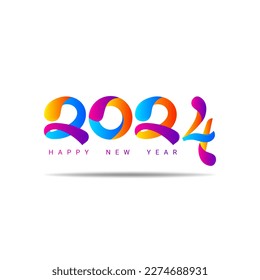 2024 Happy New Year colorful lettering calligraphy design. 2024 Vector illustration design