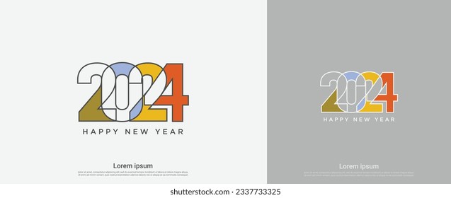 2024 happy new year colorful number, set of 2024 background.