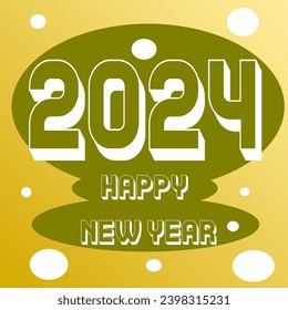 2024 happy new year comemoration, colors gold, white and yellow