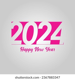 2024 Happy New Year Creative Design isolated on gray redical gradient. 