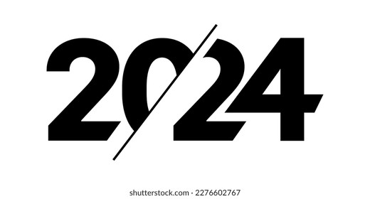 2024, Happy New Year 2024 Design template with typography logo 2024 for celebration and season decoration. Minimalist trendy background for branding, banner, cover, card