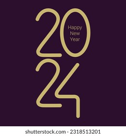 2024, Happy New Year 2024 Design template with typography logo 2024 for celebration and season decoration. Minimalist trendy background for branding, banner, cover, card