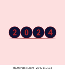 2024, Happy New Year 2024 Design template with typography logo 2024 for celebration and season decoration. Minimalist trendy background for branding, banner, cover, card