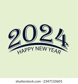 2024, Happy New Year 2024 Design template with typography logo 2024 for celebration and season decoration. Minimalist trendy background for branding, banner, cover, card