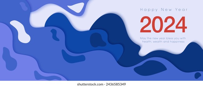 2024 happy new year design , papercut design  ,2024 new year banner, card, background , etc 