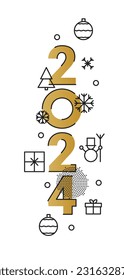 2024 Happy New Year, year of the Dragon. Design template Celebration typography poster, banner or greeting card for Merry Christmas and happy new year. Vector Illustration.