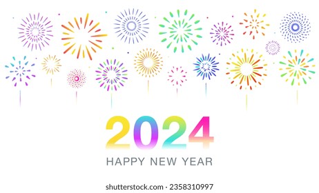 2024 Happy New Year fireworks celebration New Year's card vector white background material