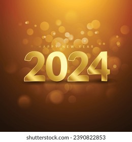 2024 Feliz año nuevo diseño dorado