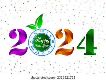 2024 Happy new year gradient colorful 3d creative design. Happy new year 2024 design template