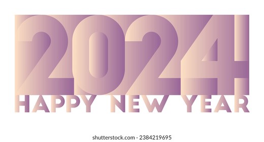2024 and happy new year greeting concept in gradient color, geometric shapes and blocks. Simple, calming, retro vaporwave style.