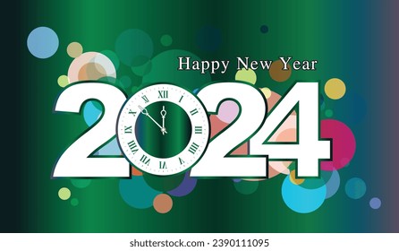 2024, Happy New Year 2024, New Year greeting card, New Year Shining background