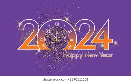 2024, Happy New Year 2024, New Year greeting card, New Year Shining background