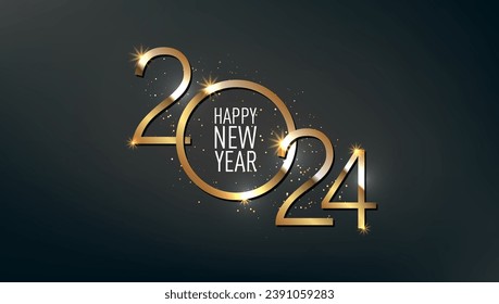 2024 Happy New Year Greeting Card Template. EPS10 Vector
