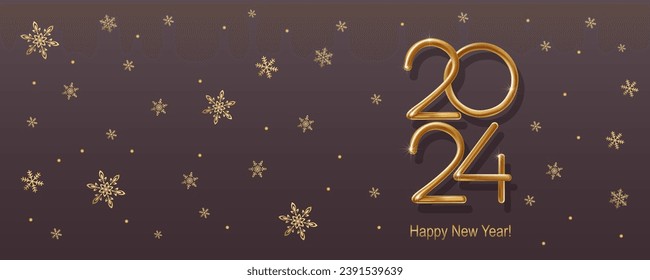2024 Happy New Year hand lettering calligraphy. Vector holiday illustration element. Typographic element for banner, poster, congratulations.