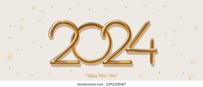 2024 Happy New Year hand lettering calligraphy. Vector holiday illustration element. Typographic element for banner, poster, congratulations.