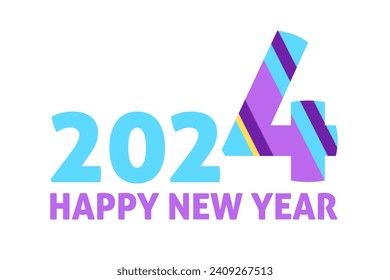 2024 Happy New Year icon. Flat, color, sign Happy New 2024 Year icon, 2024 New Year. Vector icon