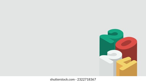 2024 Happy New Year isometric Background Design. Different color text. Holidays poster isometric style. New Year Lettering