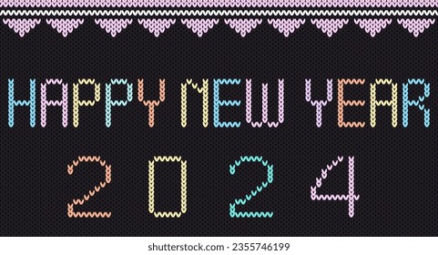 2024 Happy new year strickmuster, Festive Sweater Design. Nahtloses gezwirntes Muster