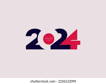 2024 Happy New Year logo design. 2024 text number design template. 2024 typography symbol Happy New Year. Vector illustration with black and pink labels trendy and fashionable colors.