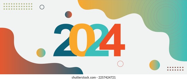 2024 Happy New Year logo text design for cover photo. Number design template. vector illustration