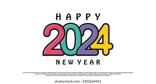 2024 happy new year logo design premium vector