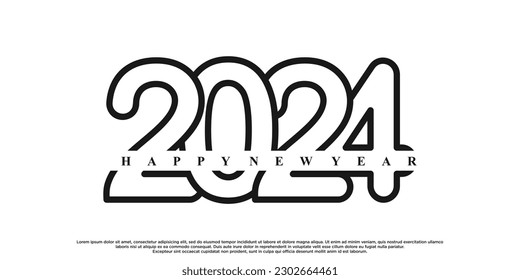 2024 happy new year logo design premium vector