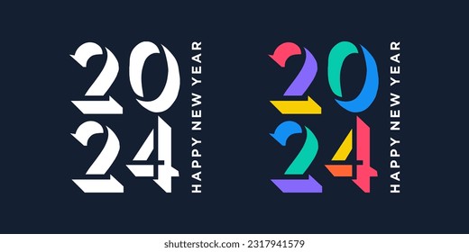 2024 Happy New Year logo design vector. colorful and trendy new year 2024 design template.