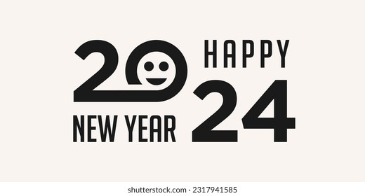 2024 Happy New Year logo design vector. trendy new year 2024 design template.