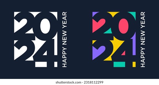 2024 Happy New Year logo design vector. colorful and trendy new year 2024 design template.