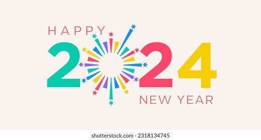 2024 Happy New Year logo design vector. colorful and trendy new year 2024 design template.