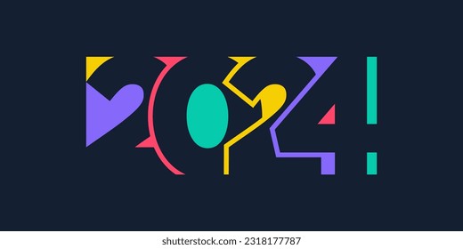 2024 Happy New Year logo design vector. colorful and trendy new year 2024 design template.