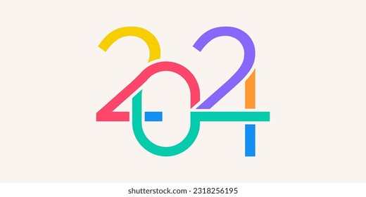 2024 Happy New Year logo design vector. colorful and interconnected new year 2024 design template.