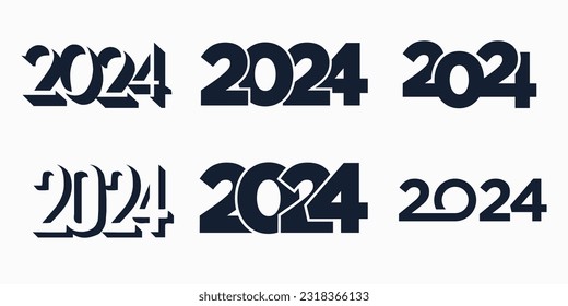 2024 Happy New Year logo design vector. trendy new year 2024 design template.