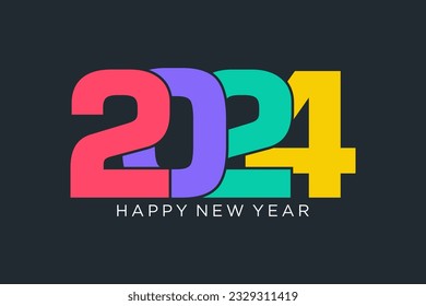 2024 Happy New Year logo design vector. colorful new year 2024 design
