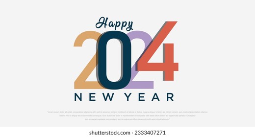 2024 Happy New Year logo text design. 2024 number design template. Vector illustration.