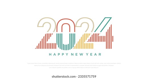 2024 Happy New Year logo text design. 2024 number design template. Vector illustration.