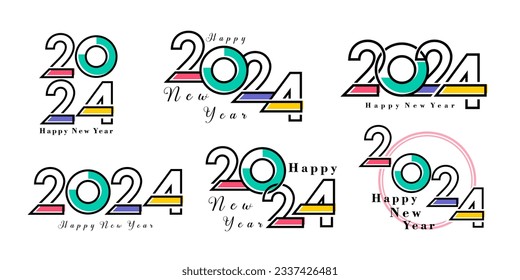 2024 Happy New Year logo text design. 2024 number design template. Vector illustration.