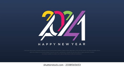 2024 Happy New Year logo text design. 2024 number design template. Vector illustration.