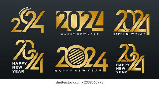 2024 Happy New Year logo text design. 2024 number design template. Vector illustration.