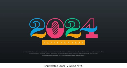 2024 Happy New Year logo text design. 2024 number design template. Vector illustration.