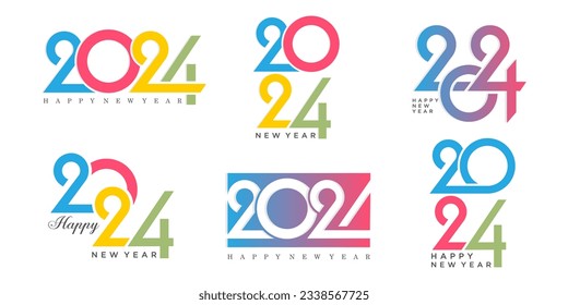 2024 Happy New Year logo text design. 2024 number design template. Vector illustration.