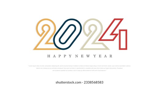2024 Happy New Year logo text design. 2024 number design template. Vector illustration.
