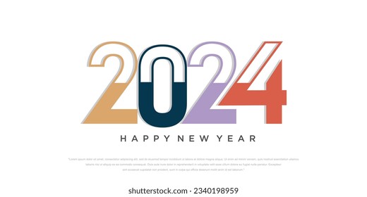 2024 Happy New Year logo text design. 2024 number design template. Vector illustration.