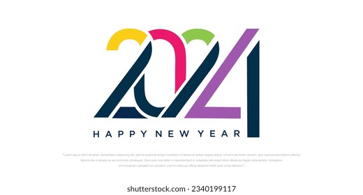 2024 Happy New Year logo text design. 2024 number design template. Vector illustration.