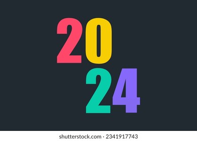 2024 Happy New Year logo design vector. colorful new year 2024 design