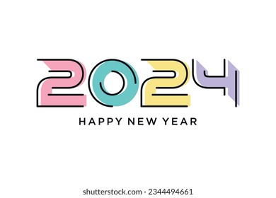 2024 happy new year logo design template vector illustration with creative idea
