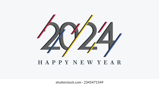 2024 happy new year logo design with 2024 number design vector